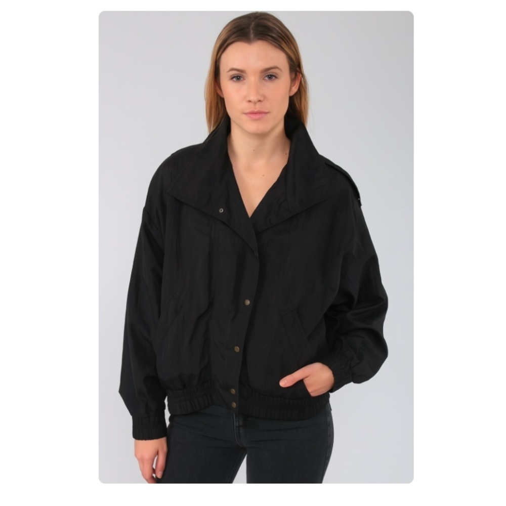 Vintage Abraxas 80's /90's Nylon Black Shell Jacket Size Small EUC